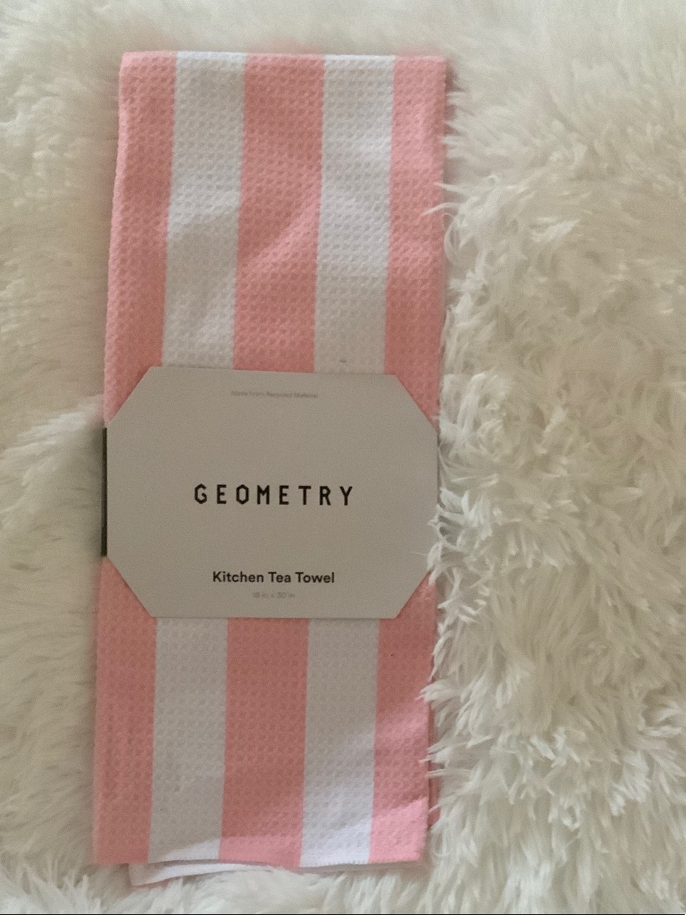 GEOMETRY Pink & White Striped Kitchen Tea Towel